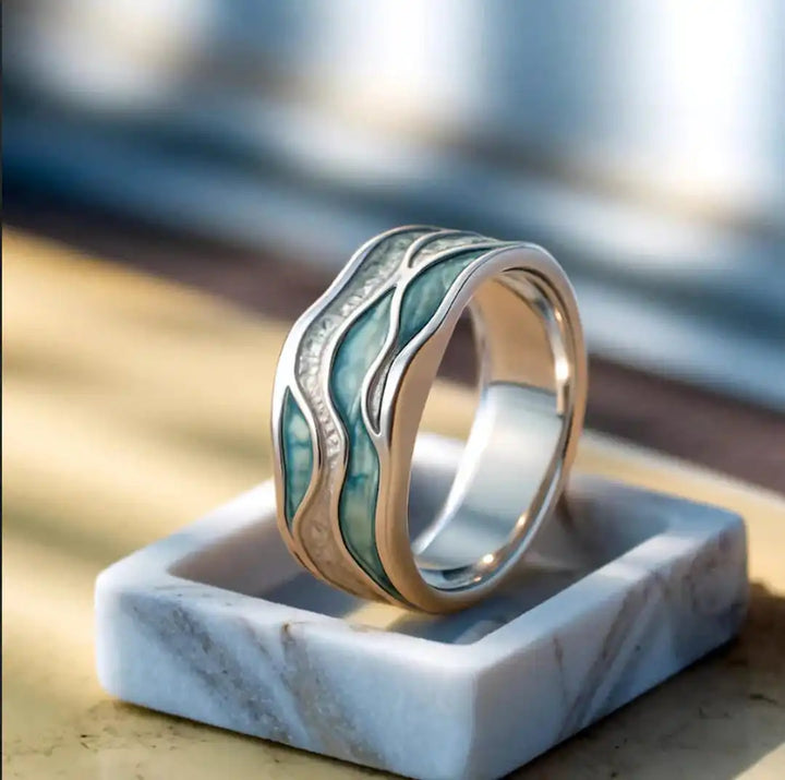טבעת טורקיז אוקיינוס וואוה כסף