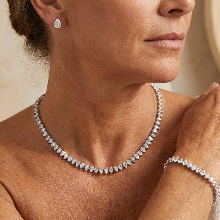 סט כלה מלא עם זירקוניה עגולה שקופה