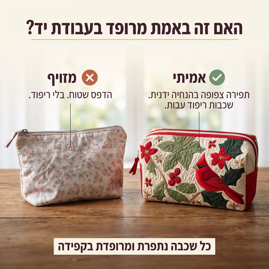 קרדינל וענפי צינית | תיק איפור מרופד