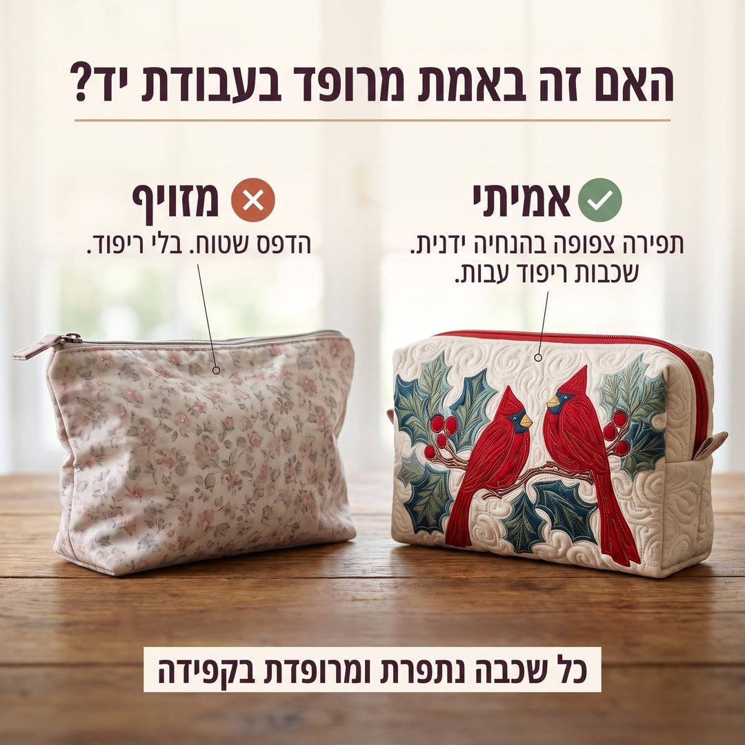 נוצה אדומה | תיק איפור מרופד