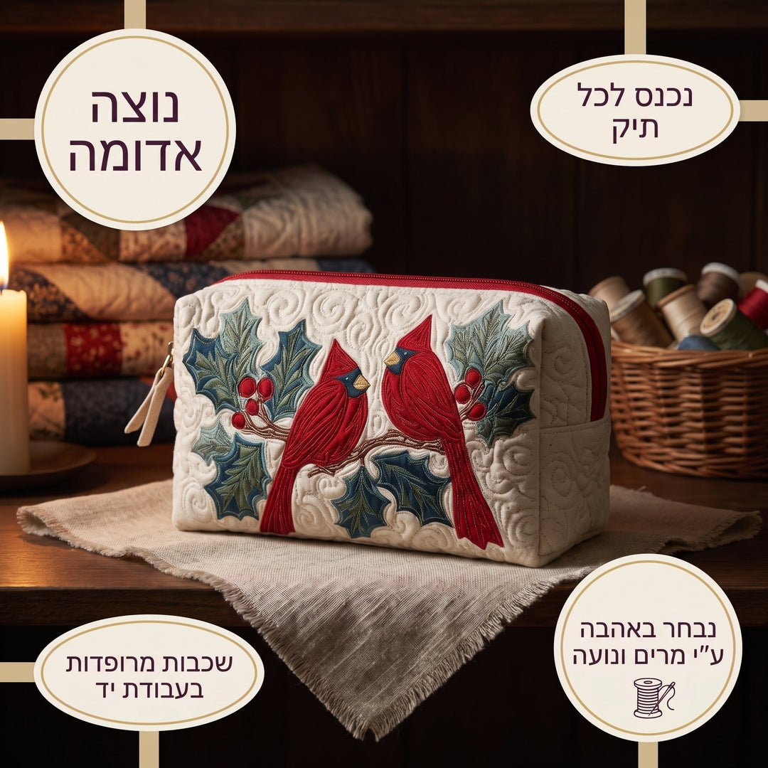 נוצה אדומה | תיק איפור מרופד